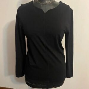 Ekouaer Black split neck Knit sweater, size S